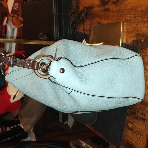 Coach Chelsea Vintage Turnlock Shoulderbag 8A39. Light Blue Full-grain Leather. - Picture 8 of 16